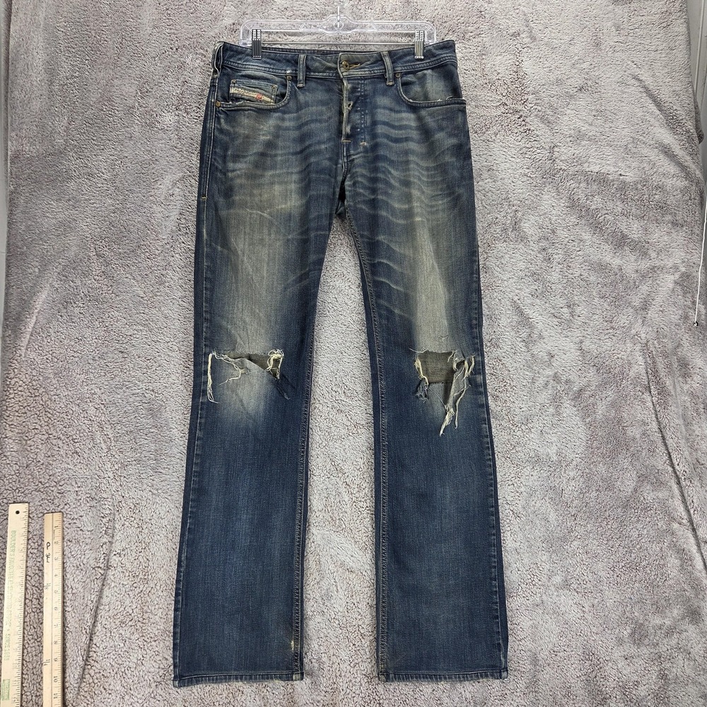 Diesel Jeans Mens 30x34 Blue Zatiny Regular Bootcut Stretch Zip Fly 0802C